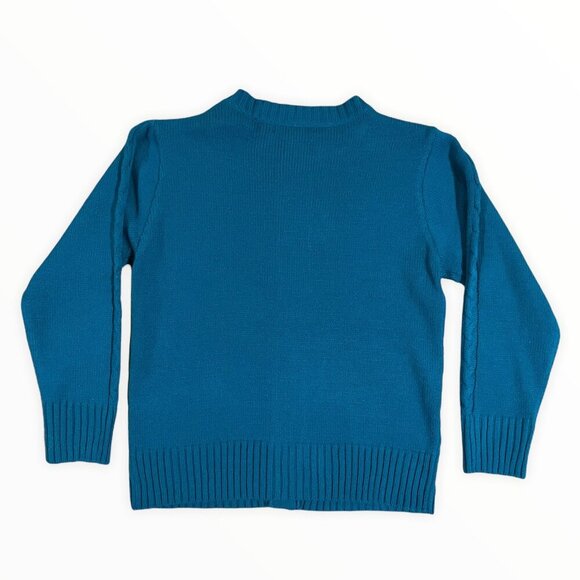 Vintage 80s Jenny Blue Knit Acrylic Cardigan Sweater Women's Size Medium Retro - Picture 3 of 16